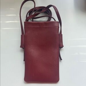 Madewell Deep Red Leather crossbody cellphone Bag